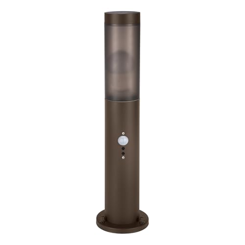 Eglo LED Outdoor lamp Post Helsinki, Bollard Light with Motion Detector, Outside Lighting for Garden and Patio, Driveway lamp Made of Stainless Steel in Rust Brown, IP44, H 36 cm, Warm White