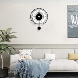 JUJUDA Large Wall Clock for Living Room Decor Modern Silent Pendulum Wall Clock for Home House Kitchen Bedroom Decorative Big Wall Clock Non Ticking Battery Operated Quartz for Indoor Bathroom 14 Inch