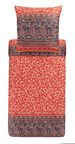 Bassetti Como R1 9325193 Bed Linen Set Cotton Mako Satin Red 2-Piece with Zip 240 cm x 220 cm 80 cm x 80 cm