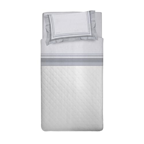PENSIERI DELICATI 30101 Dublin 30101 Dublin Grey Single Bed Set, 100% Cotton, Warm and Soft Flannelette Bedding Set, 90 x 200 cm, Includes Bottom Sheet, Top Sheet and 1 Pillowcase, Made in Italy