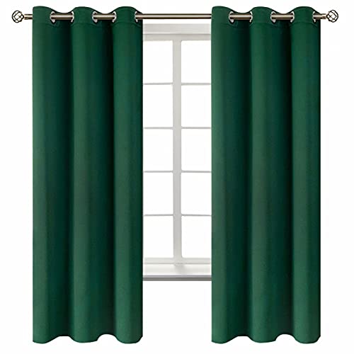 BGment Christmas Blackout Curtains - Grommet Thermal Insulated Room Darkening Bedroom and Living Room Curtains, Set of 2 Decorative Curtain Panels (42 x 63 Inch, Emerald Green)