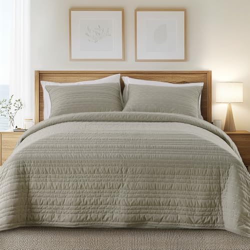 KASENTEX Queen XL Size Quilt Set Luxury Velvet 3 Pieces Brown, Ultra-Soft Bedding, Lightweight Bedspread Coverlet, All Season, Elegant Stitch Design, 2 Pillow Shams, Machine Wash, Bed Blanket