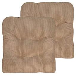 "Sweet Home Collection Chair Cushion Crushed Memory Foam Pads Premium Slip Non Skid Microdot Rubber Back Tufted 16"" x 16"" x 3.25"" Thick Seat Cover, 2 Pack, Taupe"