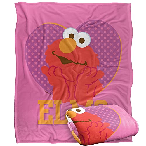 Sesame Street Blanket, 152 x 127 cm, Patterned Elmo Heart, Silky Touch Super Soft Throw Blanket