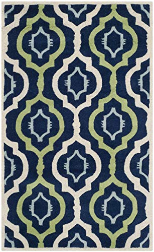 Safavieh Contemporary Indoor Hand Tufted Rectangle Area Rug, Chatham Collection, CHT747, in Dark Blue / Multi, 91 X 152 cm for Living Room, Bedroom or Any Indoor Space