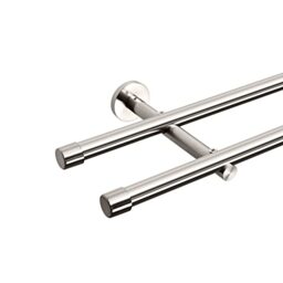 Meerveil 360 cm Double Track Curtain Pole, Metal Rod, Diameter 20 mm, Stainless Steel, Curtain Pole Wall Mounting for Bedroom, Dining Room, Living Room or Kitchen, Drilling, Not Extendable