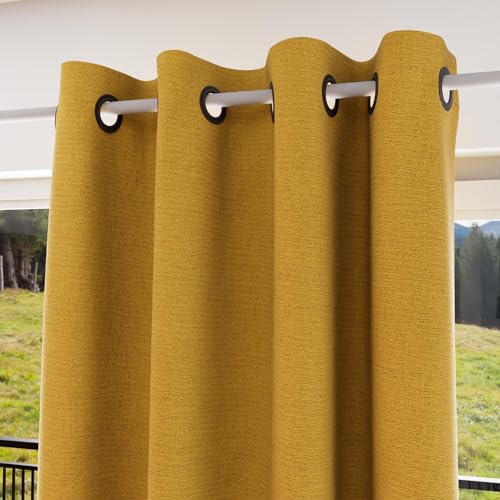 Soleil d'ocre, Eclipse Mustard Insulated Curtain with Eyelets 100% Blackout 135 x 300 cm