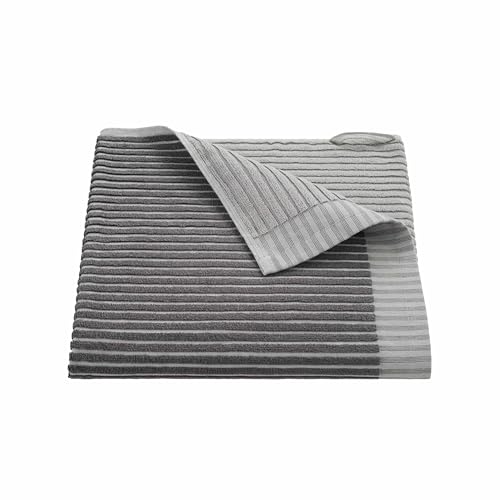 "Martex Restore Sculpted Stripe Bath Towel – Soft, Absorbent, Moisture-Wicking and Quick to Dry – Lightweight for Everyday Use – Comfortable Feel with Convenient Loop for Hanging – 30"" x 56"" – Charcoal"