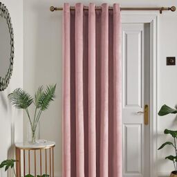 "Laurence Llewelyn-Bowen Montrose Blush Pink Velvet Eyelet Curtain – W66 x L84"" (168 x 214cm) – 1 Panel – Thermal & Soundproof – Soft Blush Bedroom & Living Room Drapes – Luxury Designer Curtain"