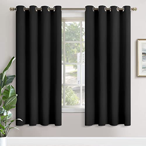YoungsTex 72 Inches Length Blackout Curtains for Bedroom 2 Panels - Black Thermal Insulated Drapes with Grommet Room Darkening for Living Room Office Privacy Gothic Decorative, 2 Panels, 52 x 72 Inch