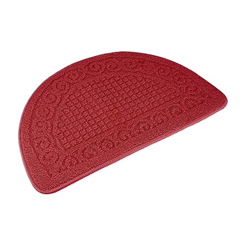 Echaprey Half Round Non-Slip Kitchen Bathroom Toilet Doormat Floor Rug Mat Keeps Your Floors Clean Home Decor (Small, Red)