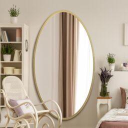 "MirrorOutlet The Ovale - Large Gold Framed Oval Pond Wall Mirror 71"" X 39"" (180cm X 100cm) Silver Mirror Glass On A Black Backing."