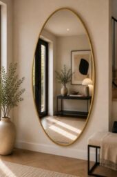 "MirrorOutlet The Ovale - Large Gold Framed Oval Pond Wall Mirror 71"" X 39"" (180cm X 100cm) Silver Mirror Glass On A Black Backing."