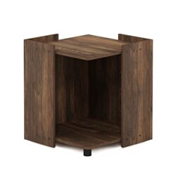 Furinno PELI Side Table, 2-Tier Square End Table with Storage Shelf, Cube Night Stand, Bedside Table, for Living Room, Bedroom, Columbia Walnut