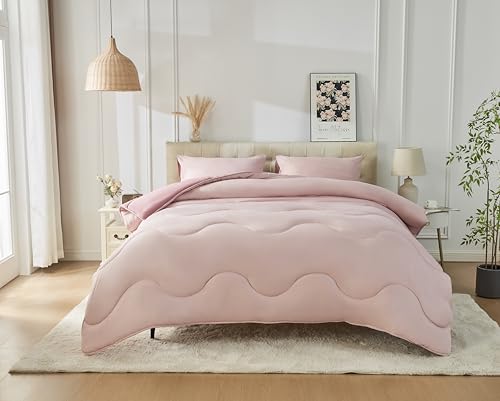GC GAVENO CAVAILIA Coverless Single Duvet - 100% Polyester Down Alternative Comforter & Pillowcase - 10.5 Tog Reversible Coverless Quilt - Soft, Warm, Bedding Set - (137x200cm), Pink/Dark Pink
