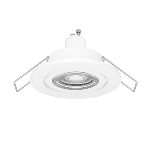 Eglo LED Recessed Spotlight Barranco, Bathroom Ceiling Spot, Light in White Plastic, Warm lamp, Including GU10 Bulb, IP44