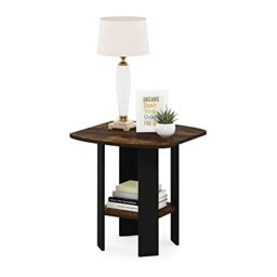Furinno SIMPLE DESIGN Side Table, 2-Tier End Table, Open Shelves Night Stand, Bedside Table, for Living Room, Bedroom, Amber Pine