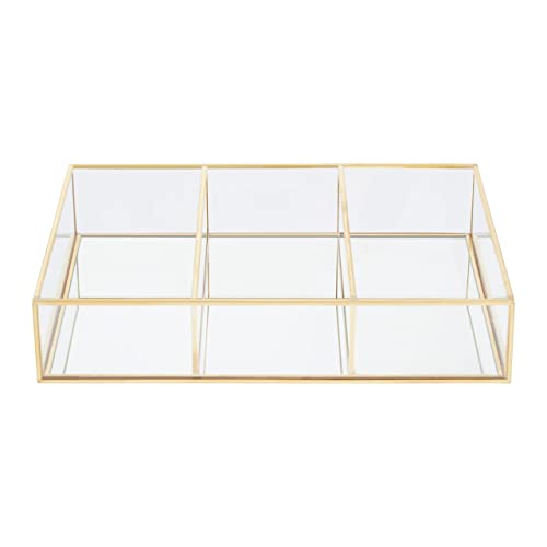 Premier Housewares 3 Compartments Clear Glass Makeup Organiser/Make Up Organiser Drawer/Makeup Organiser Storage For Cosmetics/Cosmetics Box/Box For Makeup
