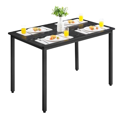 VASAGLE KDT081B02 Dining Table, Rectangular Kitchen Table, Living Room, Office, 70 x 110 x 77 cm (DxW x H), Industrial Style, Ebony Black and Ink Black