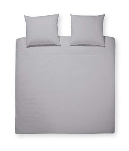 Papillon Mendoza Duvet Covers Grey, Cotton Percale, Gray, 140 x 200/220 cm