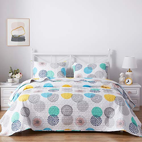 "SunStyle Home Floral Queen Quilt Bedding Set, Lightweight Bedspreads,Boho - Soft Coverlet With 2 Pillow Shams, Morden Style Quilts for All Season, Suitable for Bed, Couch, Bedroom,Guest Room,90""X96"""