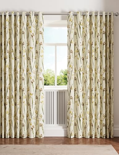 Ted Baker Wild Iris Blackout Lined Curtains Linen, Cream