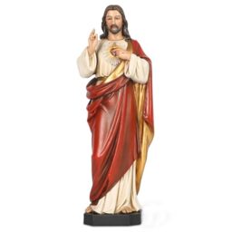 "BC Catholic Sacred Heart of Jesus Statue, Catholic Figurine, Religious Gift, 14.75"" H, Handmade by Buildclassic"
