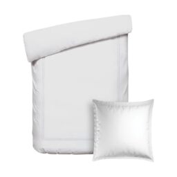 Pure Cotton 2-Piece Single Bedding Set - Duvet Cover 140 x 200 cm and Pillowcase 63 x 63 cm - 100% Cotton Satin, 80 Thread Count, 120 GSM - Oeko-TEX Certified - Silhouette - White/White