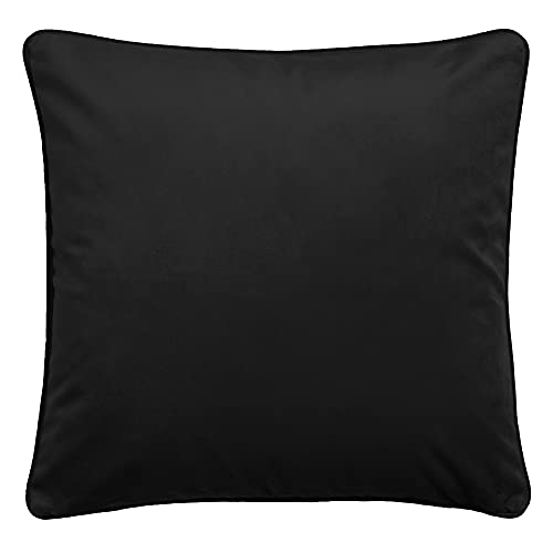 Laurence Llewelyn-Bowen Velvet Cushion – Black Luxury Throw Pillow – 43x43cm Soft Decorative Cushion with Filling – Montrose Collection – Elegant Accent for Sofa, Bed or Chair