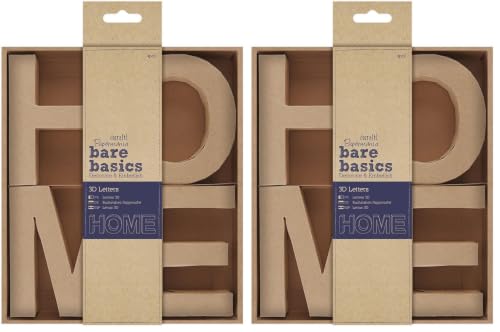 docrafts Bare Basics 3D Letters Box of 4 - Home, Brown, 2.16 x 17.89 x 25.51 cm (Pack of 2)