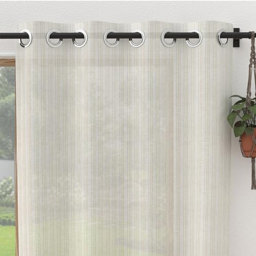 Soleil d'ocre, Bella Net Curtain with Eyelets Bay Window 280 x 250 cm Gold