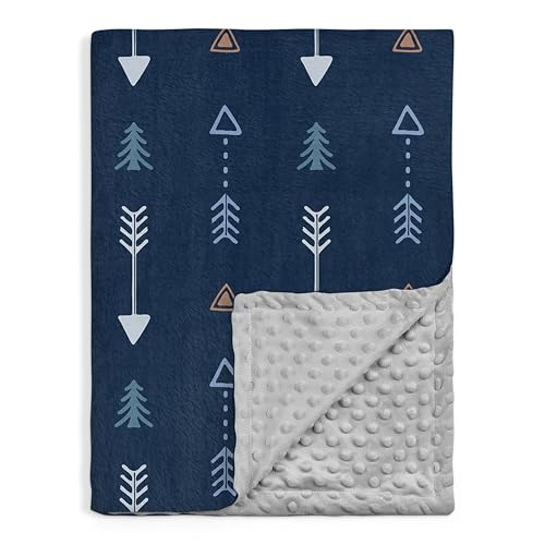 SANDJEST Baby Blanket for Boys with Double Layer Dotted Backing - Arrows Printed 30 x 40 Receiving Blankets Infant Newborn Toddler Gift for Baby Shower Birthday