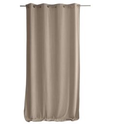 ED ENJOY HOME Velvet Curtain with Silver Eyelets, Natural Beige, Large Height, 140 x 260 cm, 100% Polyester, Oeko-TEX Certified Fabric, Calin Collection