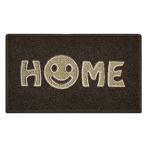 Nicoman Happy Smile Face Home Door Mat|Welcome Barrier Dirt-Trapper Floor Mat|Patio Garden Conservatory Doormat|Indoor Outdoor Smile Matt (Brown with Beige)
