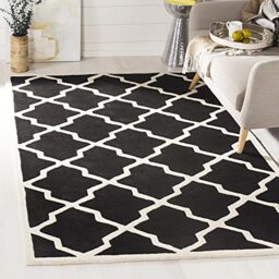 Safavieh Contemporary Indoor Hand Tufted Rectangle Area Rug, Chatham Collection, CHT735, in Black / Ivory, 91 X 152 cm for Living Room, Bedroom or Any Indoor Space