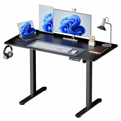 Relaxdays electric height-adjustable desk with LED display, HxWxD: 120x120x60 cm, metal, wood-effect, black