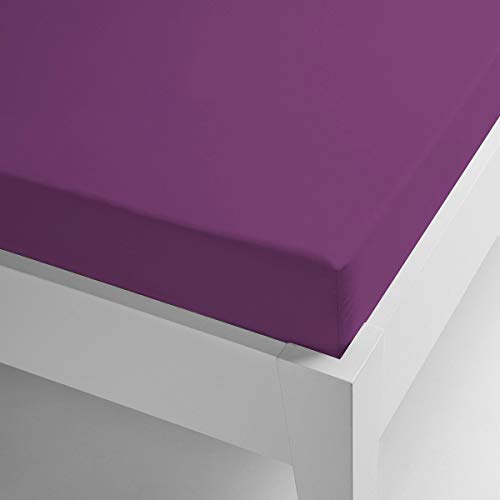 Miracle Home Microfiber Thermal Fitted Sheet Coral Plain Colours 180 x 200 aubergine