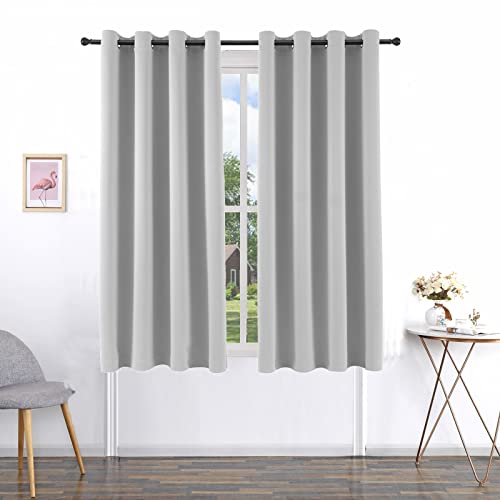 "Pickluc Light Grey Blackout Curtains 63 Inches Long 2 Panels Set, Thermal Insulated Window Drapes for Living Room, Noise Reduction, Privacy Protection, 52"" Wide x 63"" Length"