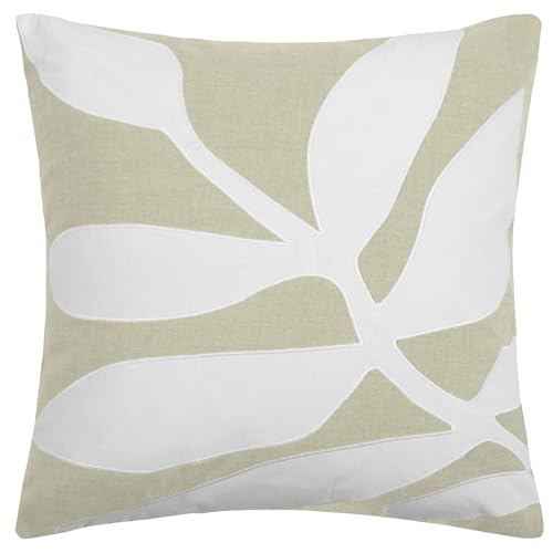 Voyage Maison Bodhi Feather Filled Cushion – 100% Cotton Abstract Leaf Appliqué Decorative Pillow (Quartz - 50x50cm)