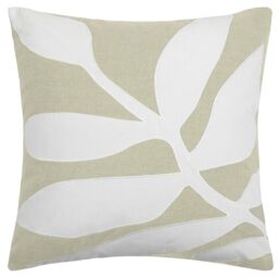 Voyage Maison Bodhi Feather Filled Cushion – 100% Cotton Abstract Leaf Appliqué Decorative Pillow (Quartz - 50x50cm)
