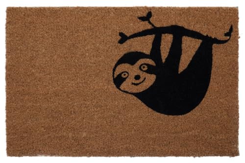 Premier Housewares Baby Sloth Doormat Adorable Animal Design Door Mats Indoor, Natural Floor Mat Coir With Non-Slip PVC Backing Welcome Mat, Brown, 40x2x60cm