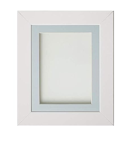 Frame Company Watson White Picture Photo Frame fitted with Perspex, 10x8 inch with Light Blue Mount for image size 7x5 inch