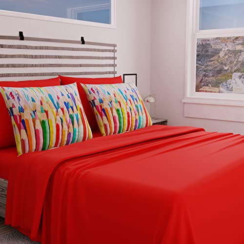 PETTI Artigiani Italiani - Complete Bed Set, One and Half Bed Sheets, Pencil Sheets, Double Bed Set, Printed on Pillowcases Only 100% Made in Italy