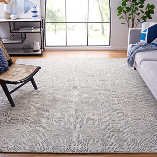 Safavieh Contemporary Rug for Living Room, Dining Room, Bedroom - Abstract Collection, Short Pile, in Ivory and Green, 244 X 305 cm