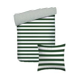 Pure Cotton 2-Piece Single Bedding Set – Duvet Cover 140 x 200 cm and 1 Pillowcase 63 x 63 cm – 100% Cotton Satin, 80 Thread Count – Oeko-TEX Certified – Navy Foam – Green