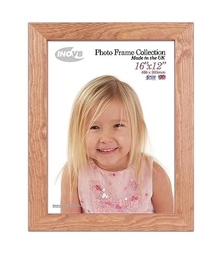 "Inov8 British Made Real Wood Picture/Photo Frame 16x12"" Inch(41x30cm) - Kayla 30mm Light Oak"