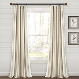 Lush Decor Farmhouse Stripe Yarn Dyed Cotton Window Curtain Panels Neutral 42X84 Set