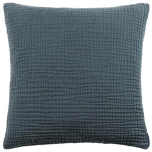 Yard furn Lark Cushion Cover – Soft Minimalistic Textured Muslin Cotton Decorative Case (Dusk – 45x45cm)