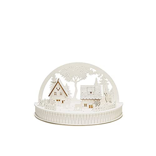 Konstsmide Christmas Lights Silhouette Motif Arch Village with Reindeers - Battery Operated: 2xAA (Excl.) - Christmas Scene Warm White Diodes