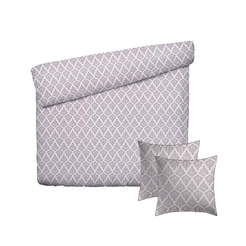 PURE COTTON 3-Piece Double Bedding Set – Duvet Cover 260 x 240 cm & 2 Pillowcases 63 x 63 cm – 100% Cotton Sateen 80 Thread Count – OEKO-TEX Certified – Botanical Accord Dark Purple & Light Purple